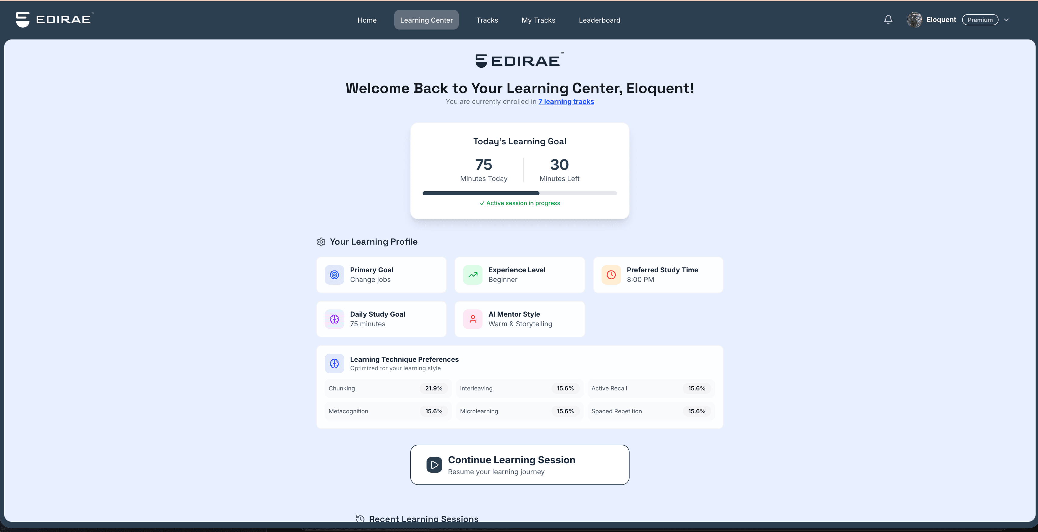 Edirae Learning Center overview